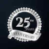 Free vector realistic silver anniversary logo