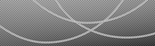Free vector realistic silver chains hanging on transparent