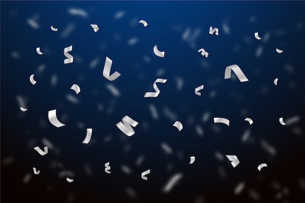 Realistic silver confetti background