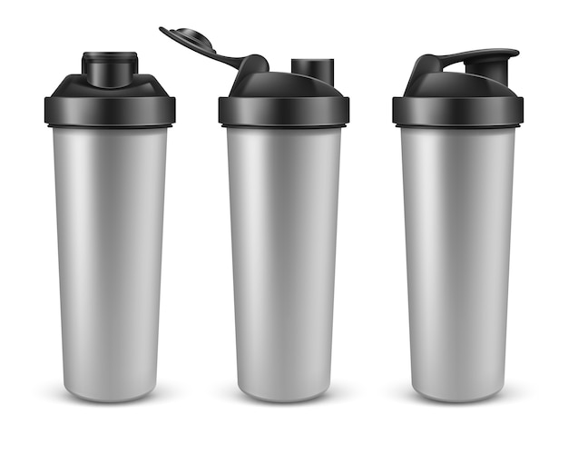 Free vector realistic silver empty protein bottle or shaker