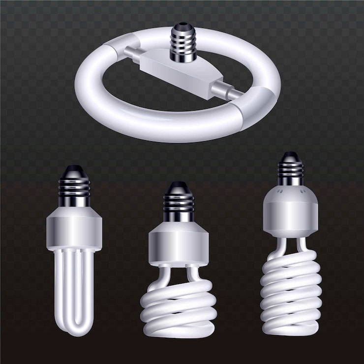 Free Vector realistic silver light bulbs on transparent background