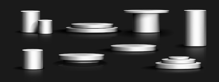 Free Vector realistic silver podium collection