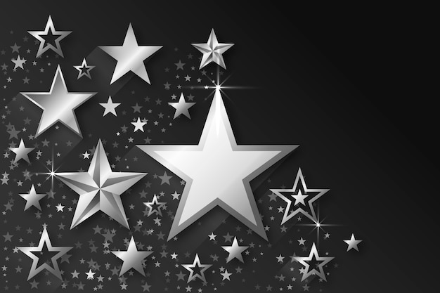 Realistic silver stars background