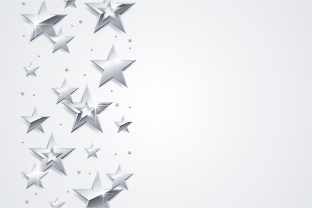 Бесплатное векторное изображение Реалистичные серебряные звезды фон