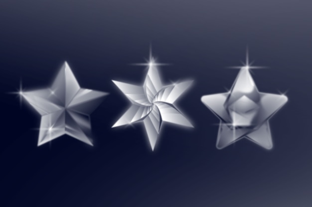 Collezione di elementi di stelle d'argento realistiche