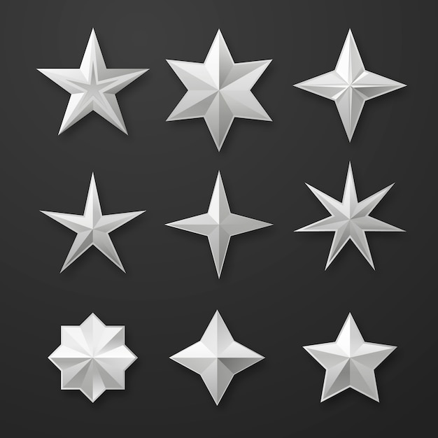 Free vector realistic silver stars element collection