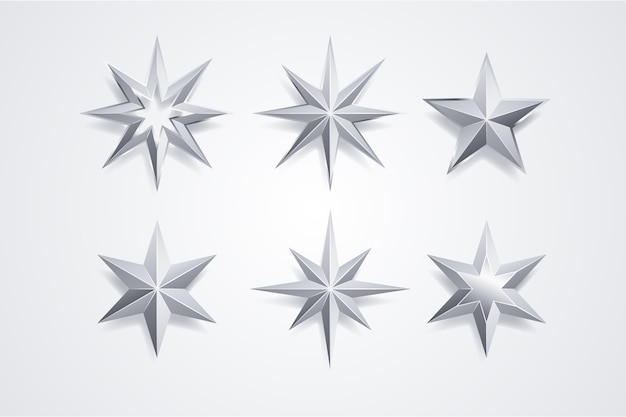 Free vector realistic silver stars element collection