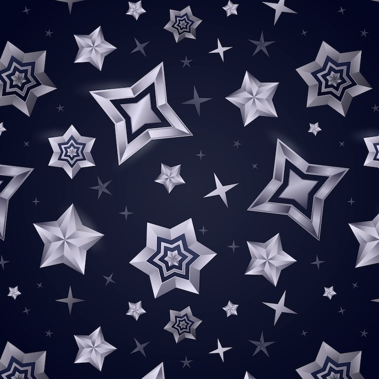 Free Vector realistic silver stars pattern design