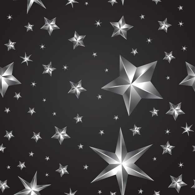 Free vector realistic silver stars pattern design