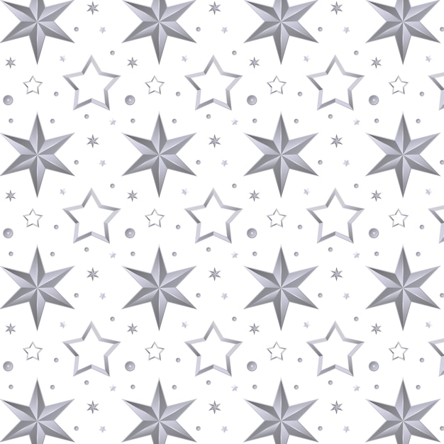 無料ベクター 現実的な銀の星のパターン