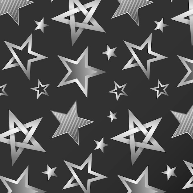 Free vector realistic silver stars pattern