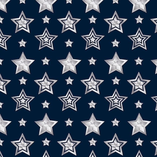 Бесплатное векторное изображение Реалистичный узор серебряных звезд