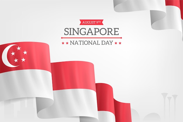 Realistic singapore national day illustration