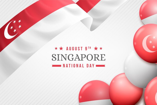 Realistic singapore national day illustration