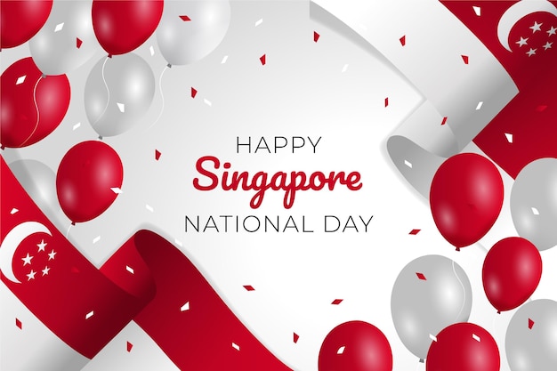 Realistic singapore national day illustration