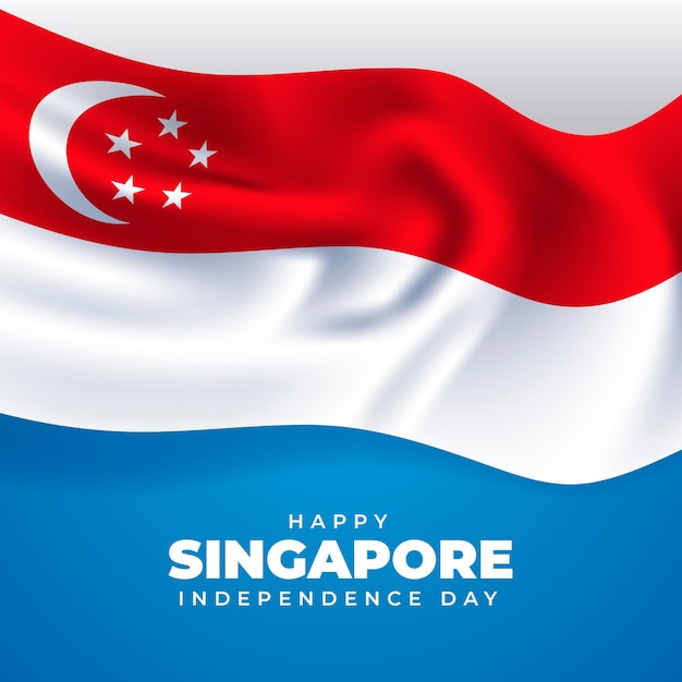 Realistic singapore national day illustration