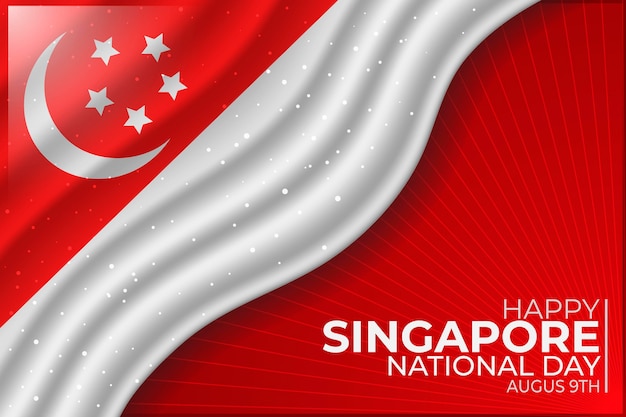 Vettore gratuito illustrazione realistica della festa nazionale di singapore