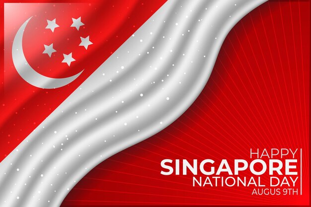 Realistic singapore national day illustration