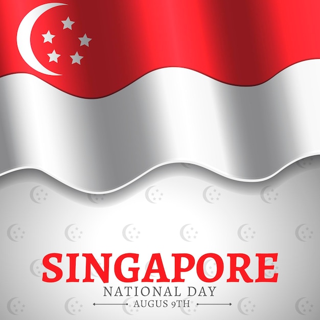 Vettore gratuito illustrazione realistica della festa nazionale di singapore