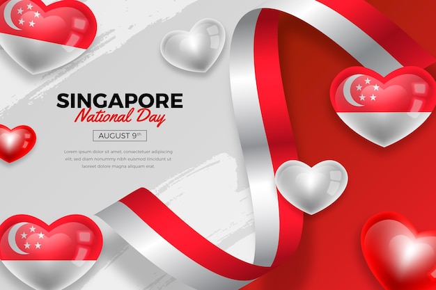 Realistic singapore national day illustration