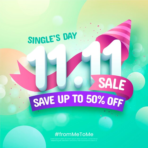 Free vector realistic single's day sale illustration