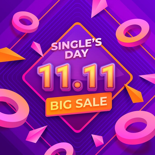 Realistic single's day sale illustration