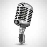 Free vector realistic single silver microphone retro design with black switch