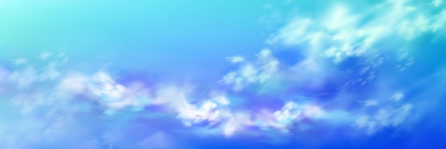 하얀 부드러운 구름이 있는 현실적인 하늘색 천국