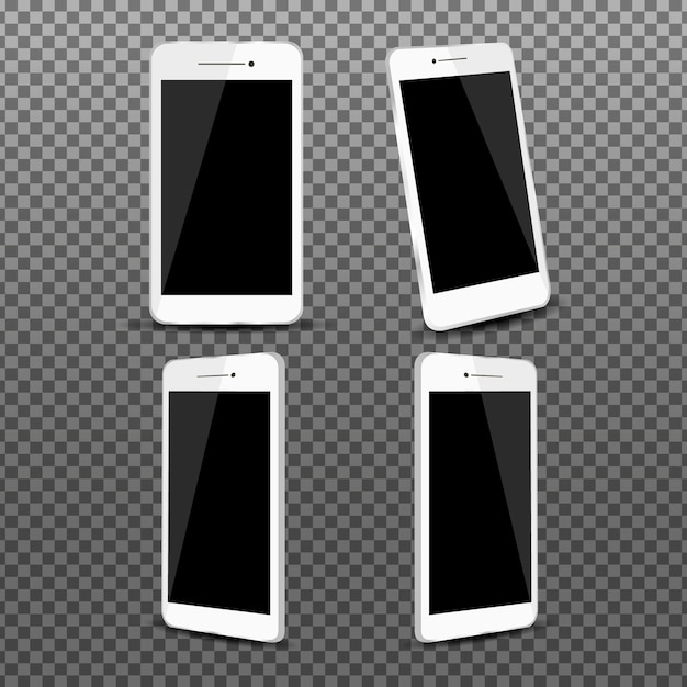 Realistic smartphone in different views pack