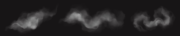 Free vector realistic smoke clouds white cigarette steam set