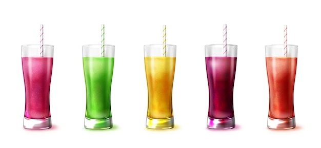 Realistic smoothies in blender glass illustration