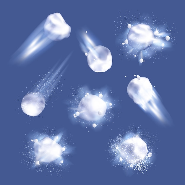 Free vector realistic snowball collection