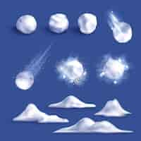 Free vector realistic snowball collection