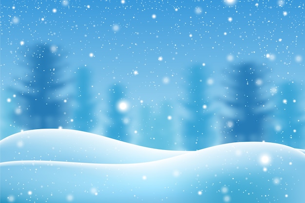 Free vector realistic snowfall wallpaper concept