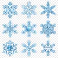 Free vector realistic snowflake  set