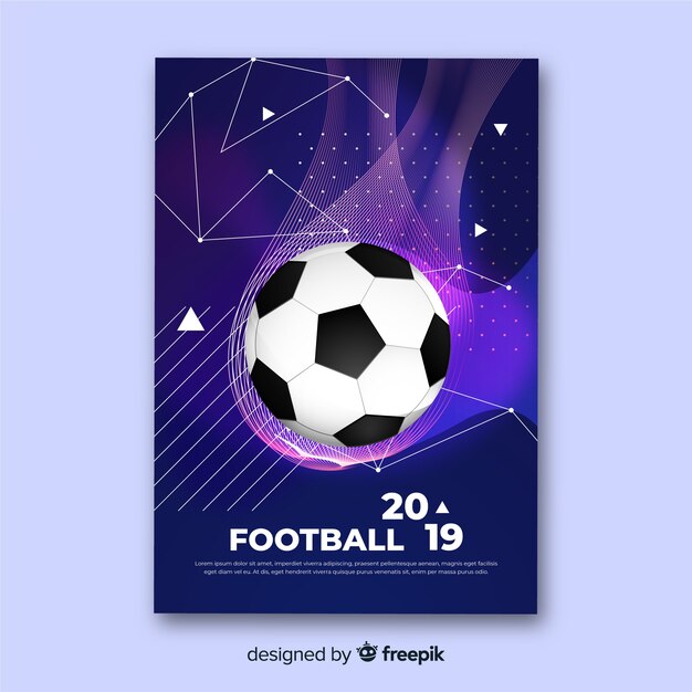 Realistic soccer ball poster template