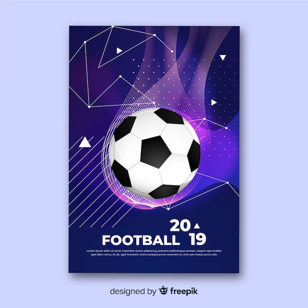 Realistic soccer ball poster template