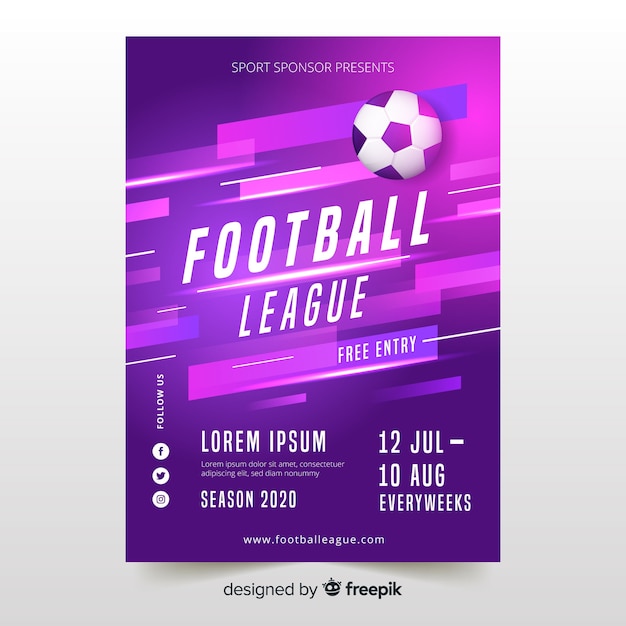 Free vector realistic soccer ball poster template