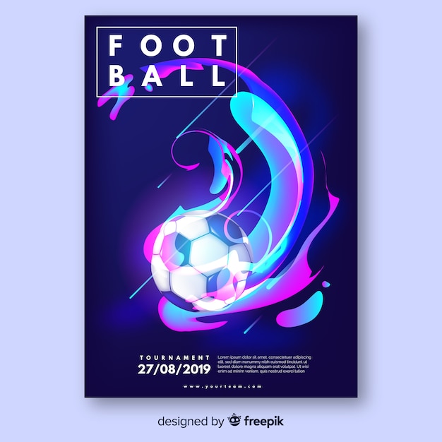 Realistic soccer ball poster template