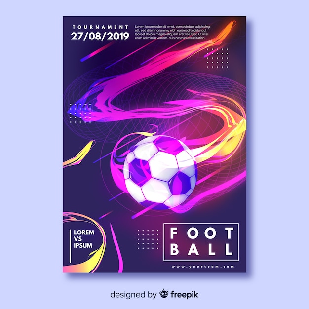 Realistic soccer ball poster template