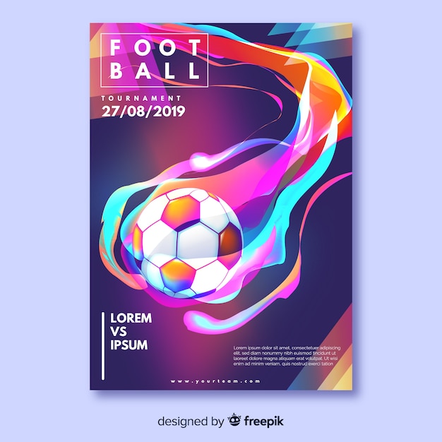 Free vector realistic soccer ball poster template