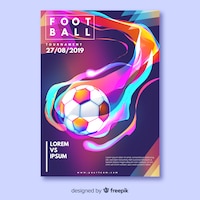 Realistic soccer ball poster template