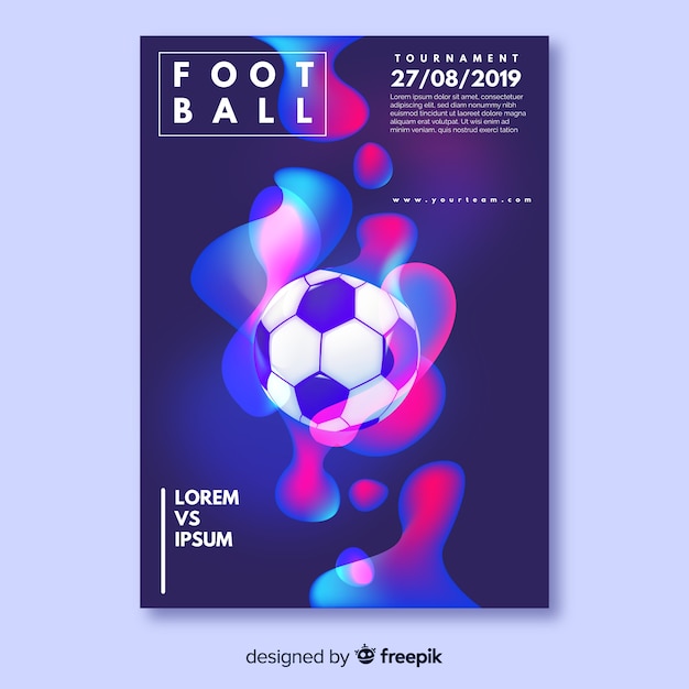 Free vector realistic soccer ball poster template