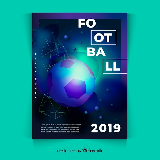 Free vector realistic soccer ball poster template