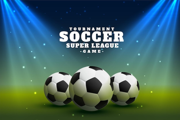 Free vector realistic soccer football league with spot focus lights