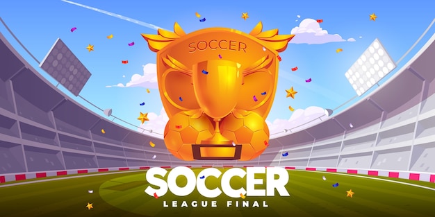 Free vector realistic soccer league final illustration