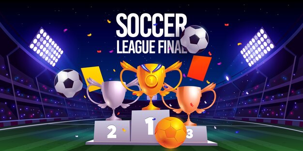 Realistic soccer league final illustration