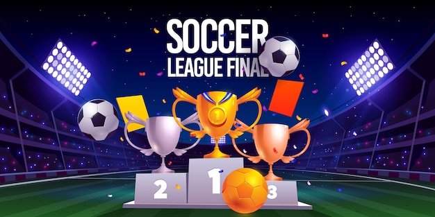 Realistic soccer league final illustration
