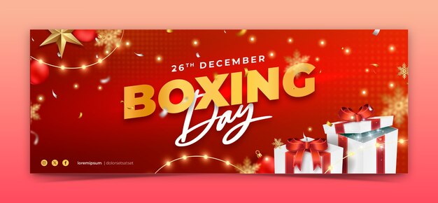 Realistic social media cover template for boxing day sales