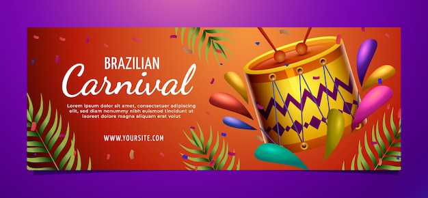 ブラジルのカーニバル祝賀のための現実的なソーシャルメディアカバーテンプレート